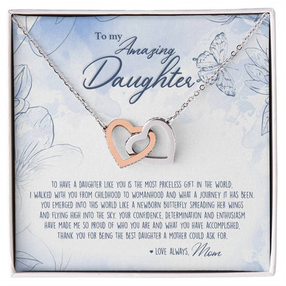 A Mother'S Most Priceless Gift - Necklace With Message Card Interlocking Hearts Necklace