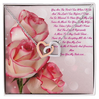 You Are The First I See When I Wake. Interlocking Hearts Necklace