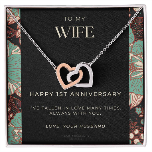 1 Year Anniversary Gift For Wife 1 Year Anniversary Gifts 1 Year Wedding Anniversary Gift Ideas 1St Wedding Anniversary Gift For Her Interlocking Hearts Necklace