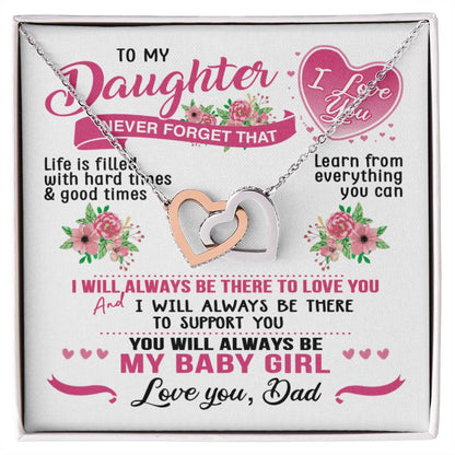 Daughter Dad Interlocking Hearts Necklace