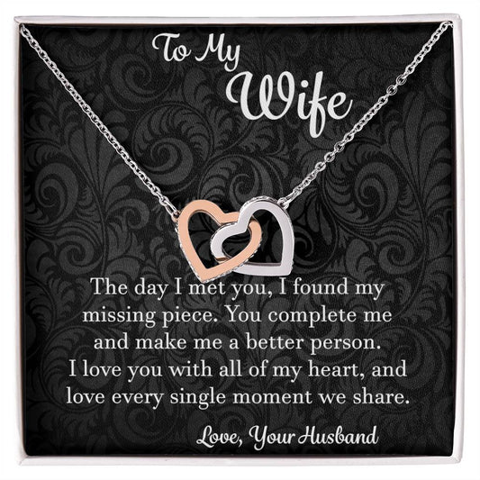 To My Wife The Day I Met You - Love Husband Interlocking Hearts Necklace