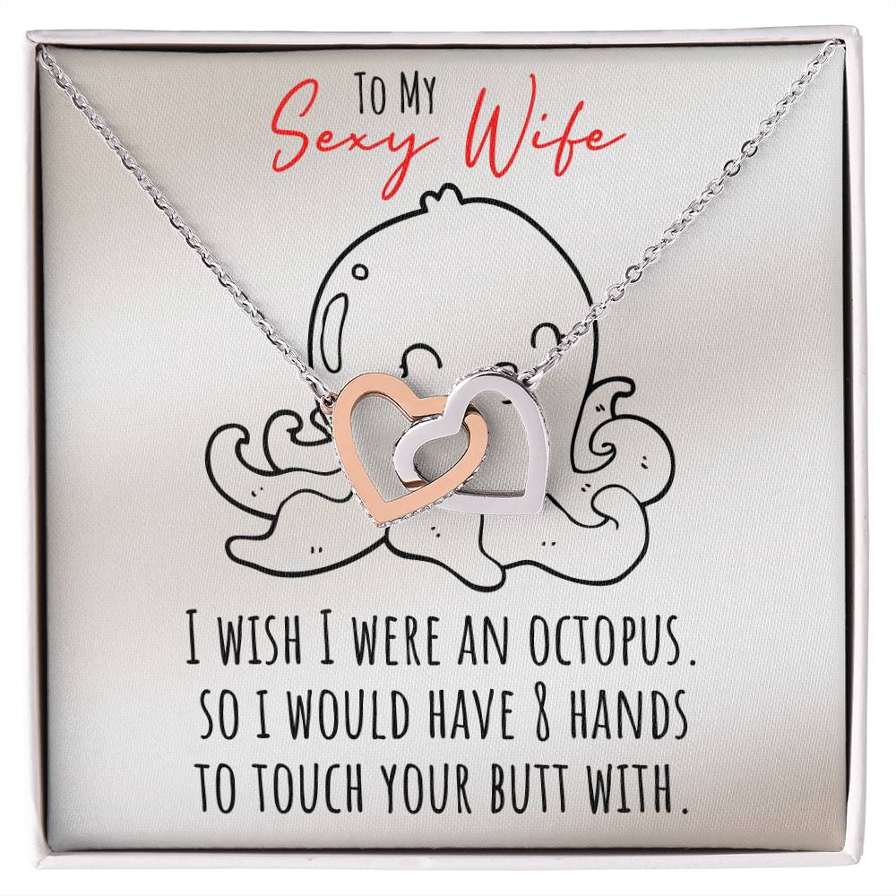 Funny Message Card With Awesome Necklace For Sexy Wife - Interlocking Heart Necklace Interlocking Hearts Necklace