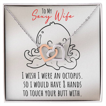 Funny Message Card With Awesome Necklace For Sexy Wife - Interlocking Heart Necklace Interlocking Hearts Necklace