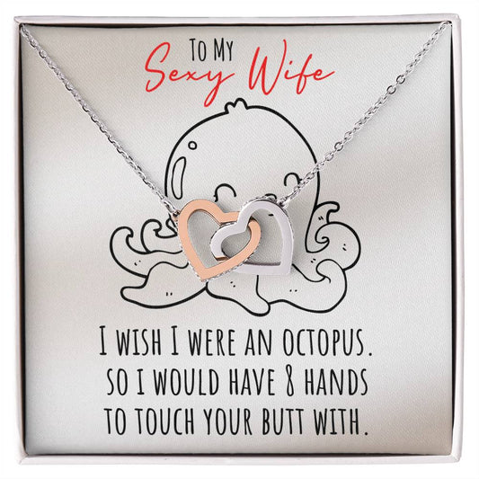 Funny Message Card With Awesome Necklace For Sexy Wife - Interlocking Heart Necklace Interlocking Hearts Necklace