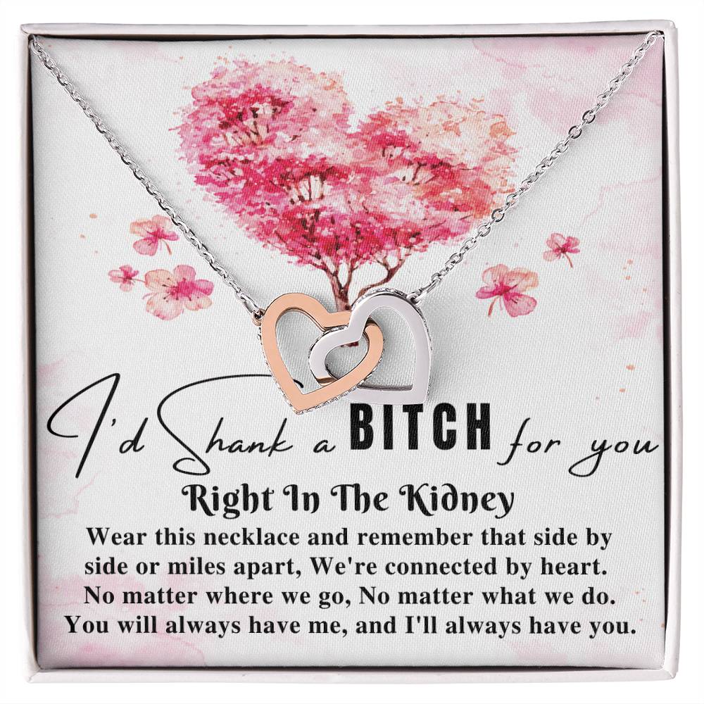 Funny Gift For Best Friend Woman I'D Shank A Bitch For You Right In The Kidney Birthday Gift For Her Necklace Gift For Sister Two Hearts Interlocking Hearts Necklace