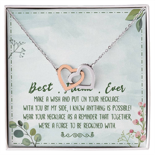 Best Friend Ever Interlocking Hearts Necklace Birthday Message Card
