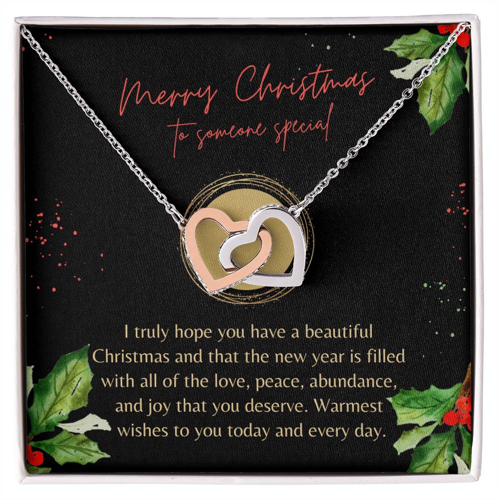 Christmas Interlocking Hearts Necklace Black Holly Someone Special