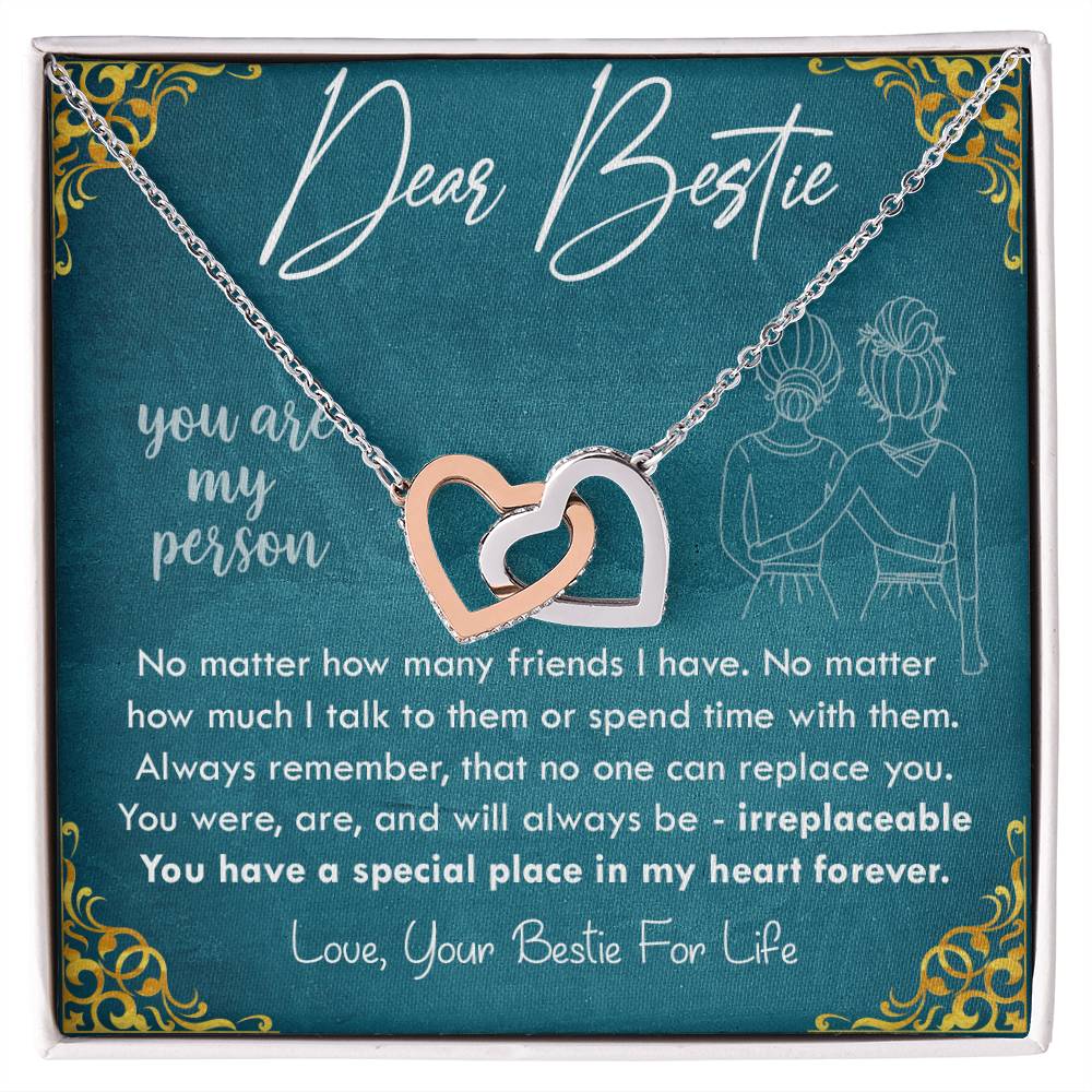 Dear Bestie - You Are My Person Interlocking Hearts Necklace