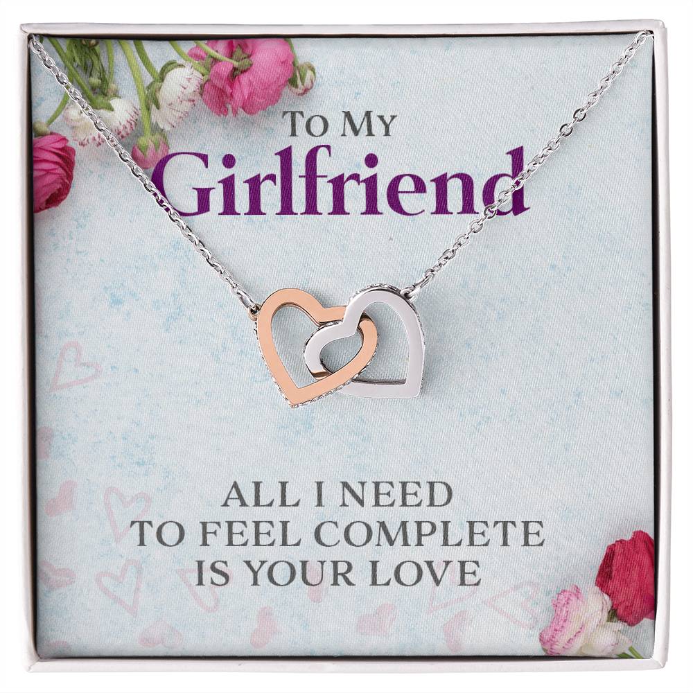 Two Hearts Necklace - All I Need Is Your Love Interlocking Hearts Necklace