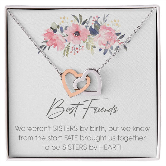 Best Friends Sister Interlocking Hearts Necklace Birthday Message Card Gift