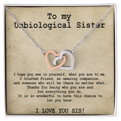 Unbiological Sister Necklace Soul Sister Big Little Sorority Sister In Law Necklace Step Sister Gift Tribe Necklace Best Friend Gift Bff Gift Interlocking Hearts Necklace