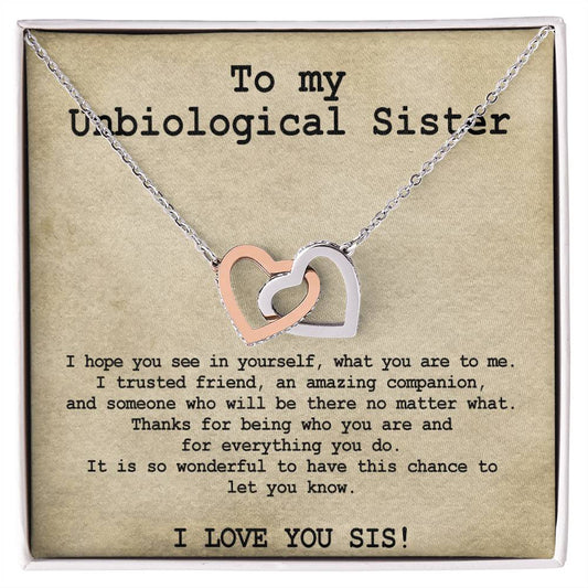 Unbiological Sister Necklace Soul Sister Big Little Sorority Sister In Law Necklace Step Sister Gift Tribe Necklace Best Friend Gift Bff Gift Interlocking Hearts Necklace