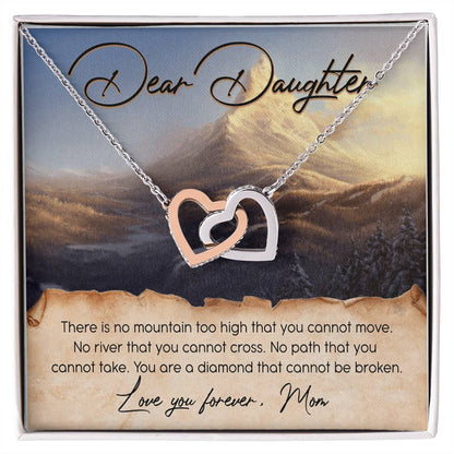 Dear Daughter Love You Forever Interlocking Hearts Necklace Message Card