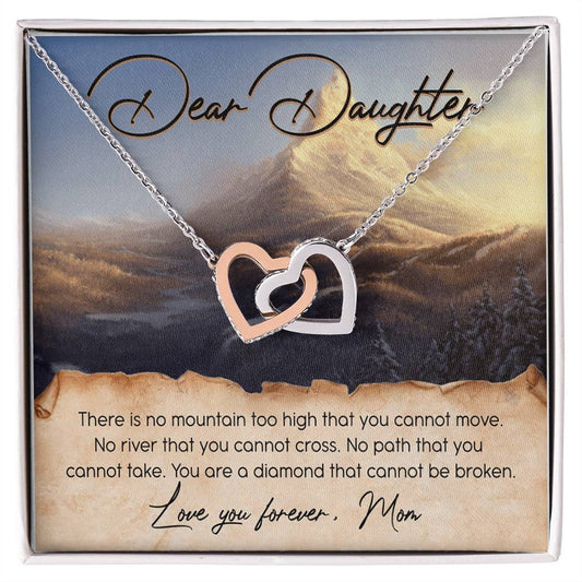 Dear Daughter Love You Forever Interlocking Hearts Necklace Message Card