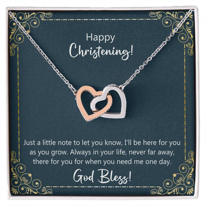 Christening Gift - I'Ll Be Here For You As You Grow Necklace Interlocking Hearts Necklace