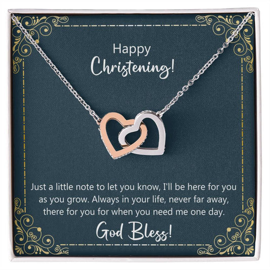 Christening Gift - I'Ll Be Here For You As You Grow Necklace Interlocking Hearts Necklace