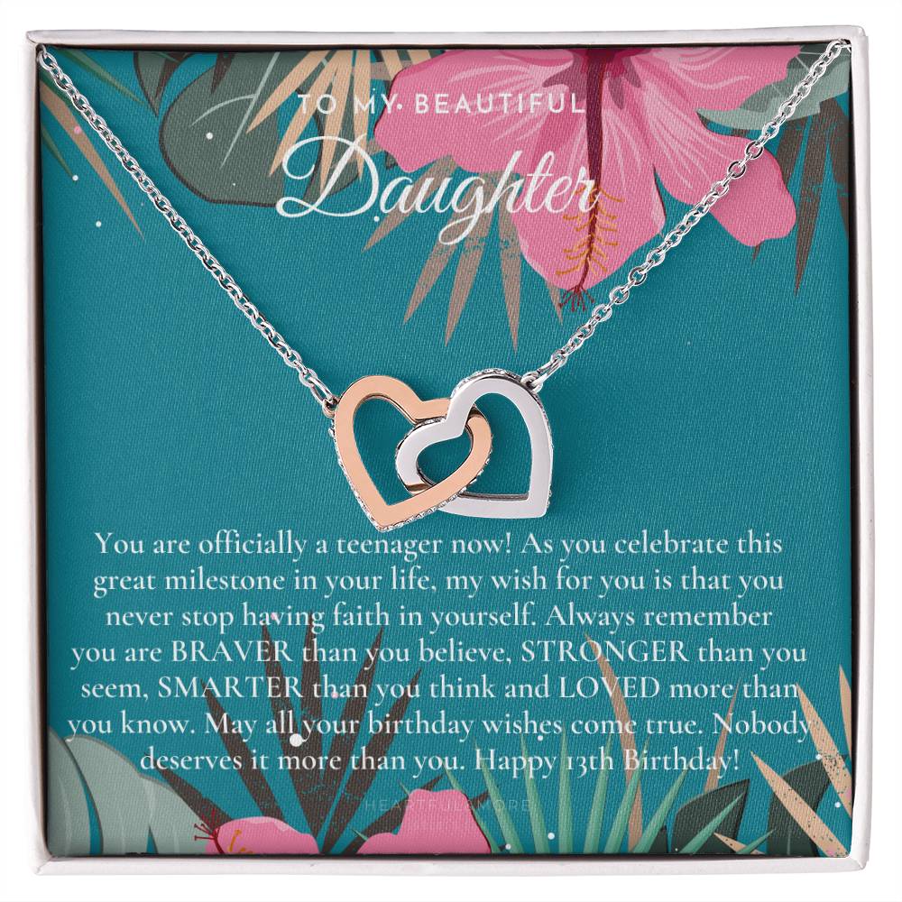 Gift For 13 Year Old Girl Gifts 13Th Birthday Girl 13Th Birthday Gift Thirteenth Birthday Necklace Teen Birthday Gift Official Teenager Interlocking Hearts Necklace