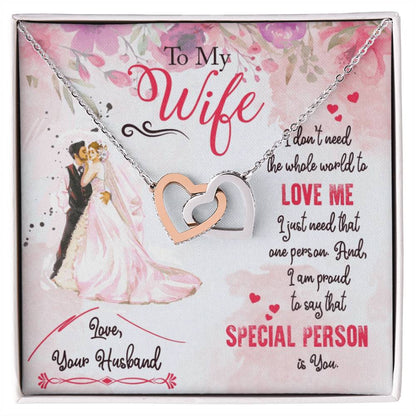 To My Wife Interlocking Hearts Necklace