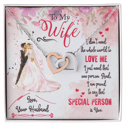 To My Wife Interlocking Hearts Necklace