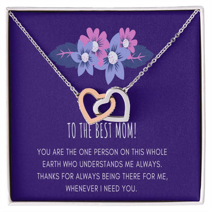 Gift For Mom From Daughter Mother Daughter Necklace Mom Gift From Daughter To My Mother Mother'S Birthday Best Mom Gift Message Card Interlocking Hearts Necklace