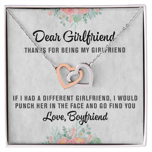 Dear Girlfriend Interlocking Hearts Necklace Message Card