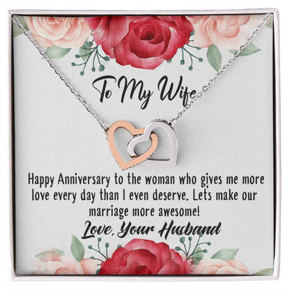 Anniversary Best Gift For Wife Interlocking Hearts Necklace With On Demand Massage Card