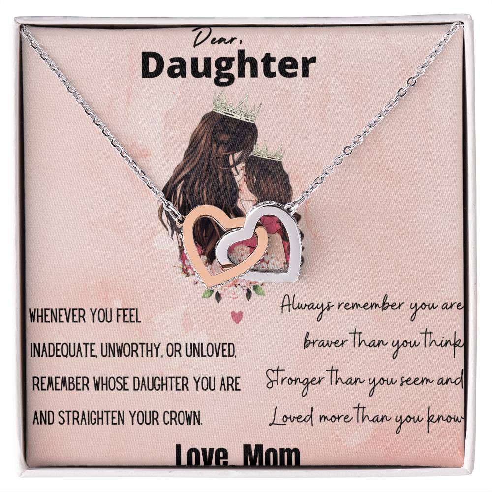 Dear Daughter Straighten Your Crown Interlocking Hearts Necklace