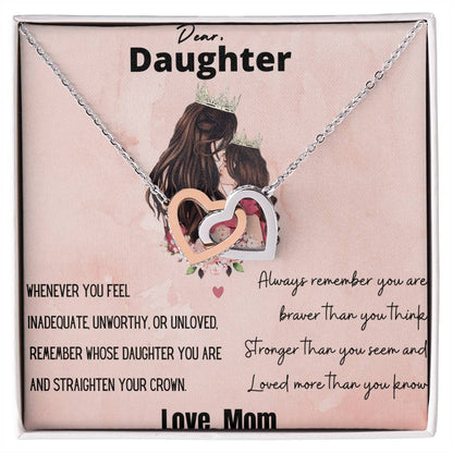 Dear Daughter Straighten Your Crown Interlocking Hearts Necklace