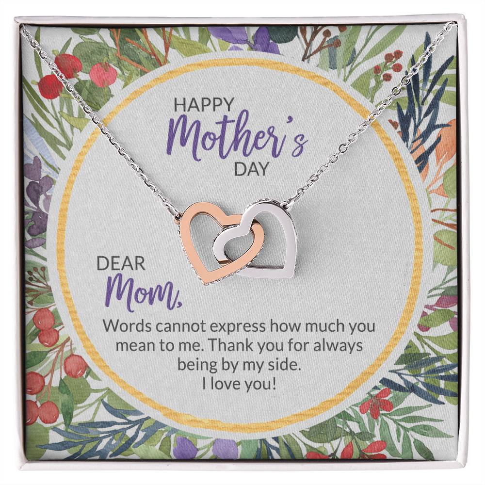 40 Mother'S Day Collection Interlocking Hearts Necklace - Floral Celebration !