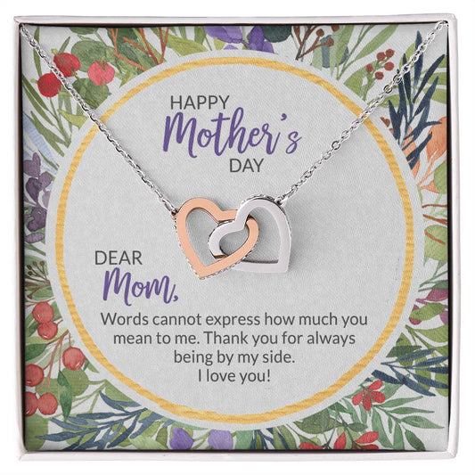 40 Mother'S Day Collection Interlocking Hearts Necklace - Floral Celebration !