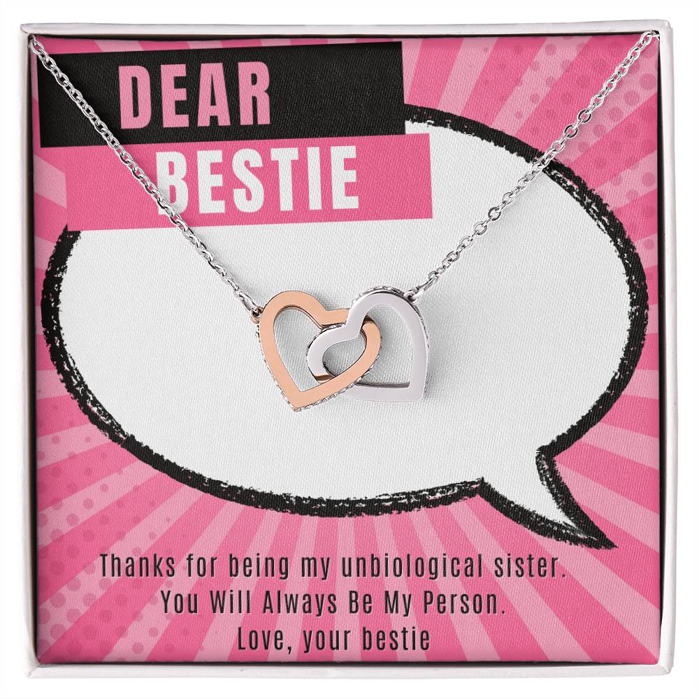 Dear Bestie Heart Necklace Interlocked Interlocking Hearts Necklace