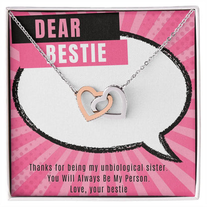 Dear Bestie Heart Necklace Interlocked Interlocking Hearts Necklace
