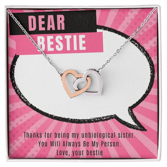Dear Bestie Heart Necklace Interlocked Interlocking Hearts Necklace