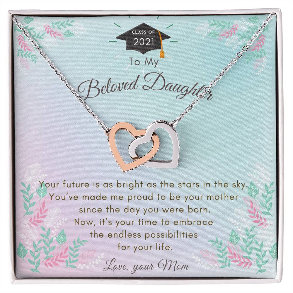 Two Hearts To My Beloved Daughter Necklace Interlocking Hearts Necklace