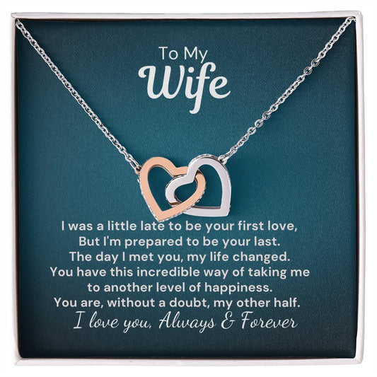 To My Wife - My Other Half - Interlocked Hearts Necklace Interlocking Hearts Necklace