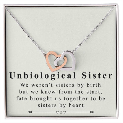 To Unbiological Sister - Interlocking Heart Necklace Interlocking Hearts Necklace