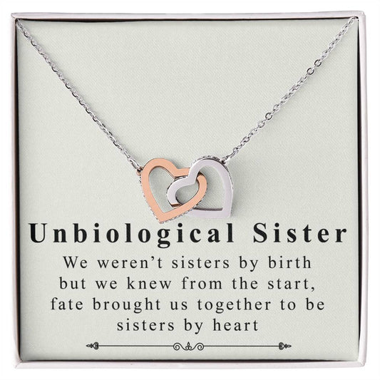 To Unbiological Sister - Interlocking Heart Necklace Interlocking Hearts Necklace