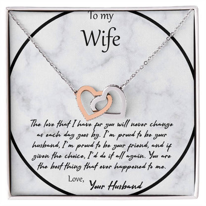 To My Wife The Love That I Have For You - White Interlocking Hearts Necklace