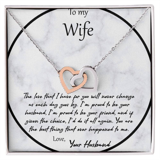 To My Wife The Love That I Have For You - White Interlocking Hearts Necklace