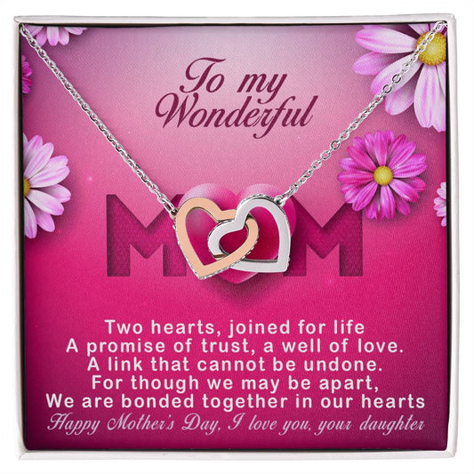 Daughters ! Perfect Mother'S Day Necklace Gift Interlocking Hearts Necklace