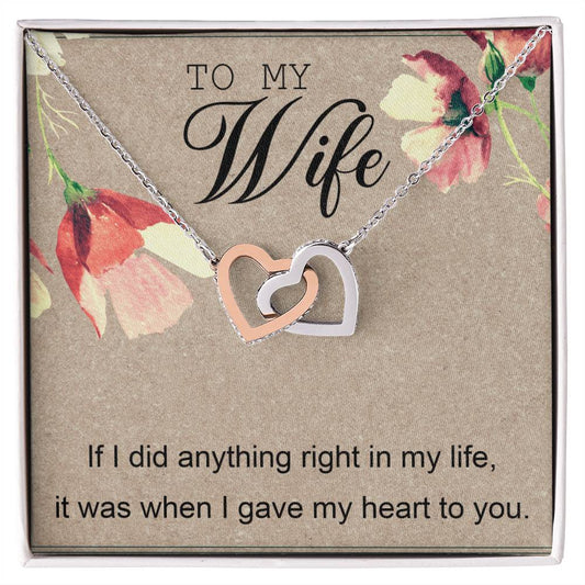 To My Wife Interlocking Hearts Necklace Message Card