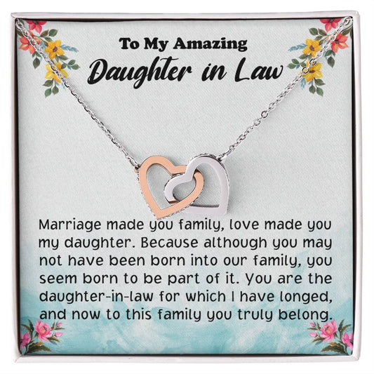 Daughter In Law Gift From Mother In Law To Bride Wedding Gift For Daughter-In-Law On Wedding Day Gift For Bride Interlocking Hearts Necklace