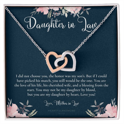Daughter-In-Law Gift Necklace Wedding Gift Jewelry From Mother-In Law Gift For Bride Daughter-In-Heart Interlocking Hearts Necklace