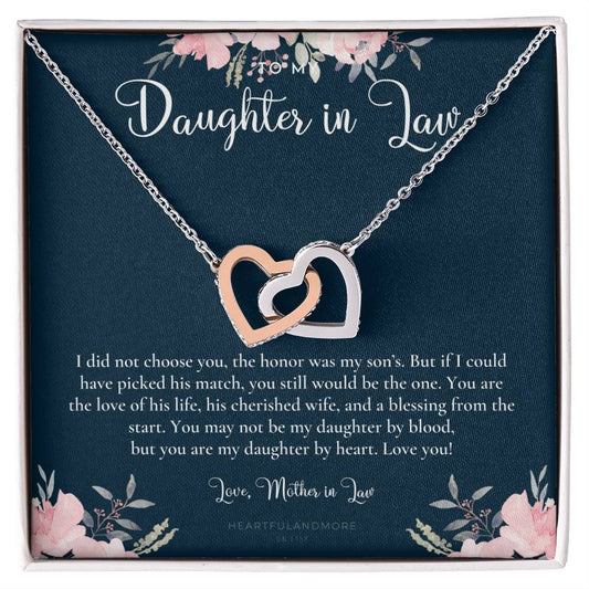 Daughter-In-Law Gift Necklace Wedding Gift Jewelry From Mother-In Law Gift For Bride Daughter-In-Heart Interlocking Hearts Necklace