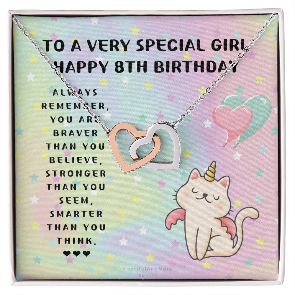 8Th Birthday Gift 8Th Birthday Necklace Gift Happy 8Th Birthday Gift Gift For 8 Year Birthday Girl Interlocking Hearts Necklace
