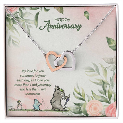 Totoro Anniversary Edition I Love You More Each Day! - Interlocking Hearts Necklace
