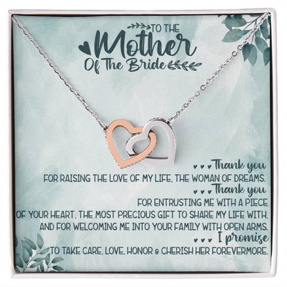 To The Mother Of The Bride Interlocking Hearts Necklace Message Card