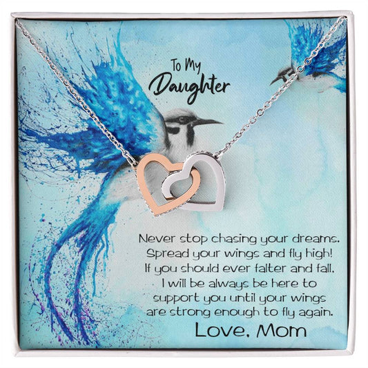 Daughter Necklace Gift Fly High Interlocking Hearts Necklace