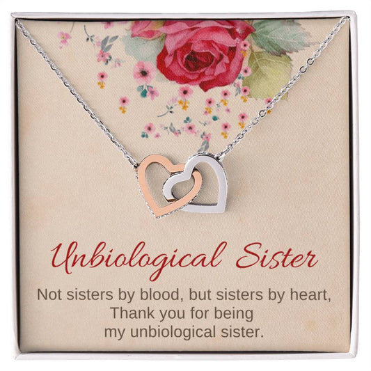 Unbiological Sister Interlocking Hearts Necklace