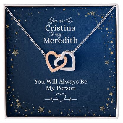 You Are The Christina To My Meredith Heart Necklace Interlocking Hearts Necklace